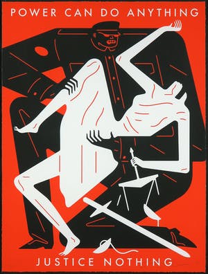 Cleon Peterson - Zeefdruk, Power can do anything, Justice nothing - Ingelijst kopen? Bied vanaf 1!