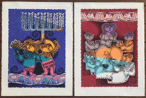 Pinchas Shaar - Lot van 2 Kleurenlitho's - "Jewish Holidays" - AP - Gesigneerd kopen? Bied vanaf 45!