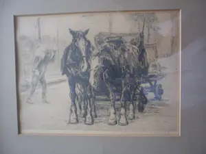 Waalko Jans Dingemans (sr.) - Ets, Paarden op de kade in Groningen kopen? Bied vanaf 40!