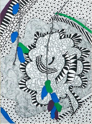 Hans Schoots - Gouache en inkt op papier, Zonder titel - Ingelijst kopen? Bied vanaf 1!