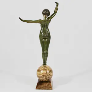 Maurice Guiraud-Rivière - Etling, Paris - 'Balance' - 48 cm - brons en onyx kopen? Bied vanaf 3200!