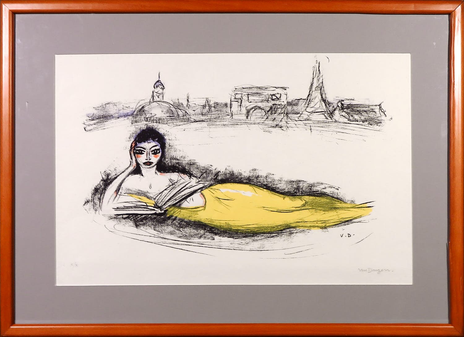 Kees van Dongen - Litho, La Seine, Regards sur Paris - Ingelijst verkocht voor € 750!