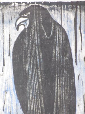 Niet of onleesbaar gesigneerd - Roofvogel op een tak - Kleurenhoutsnede kopen? Bied vanaf 1!