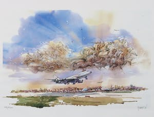 Nenad V. Karpov - Opstijgende vliegtuig - Ingelijst kopen? Bied vanaf 1!