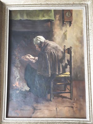 Niet of onleesbaar gesigneerd - Oude vrouw bij haard kopen? Bied vanaf 10!