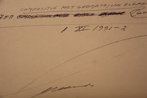 Eugene Brands - Gouache: compositie met geometrisch element - 1992 kopen? Bied vanaf 1250!