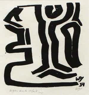 Wobbe Alkema - Litho - 1954 (nette lijst!) verkocht voor € 195!