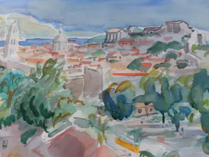 Jan Sluijters (jr.) - Aquarel stadsgezicht kopen? Bied vanaf 120!