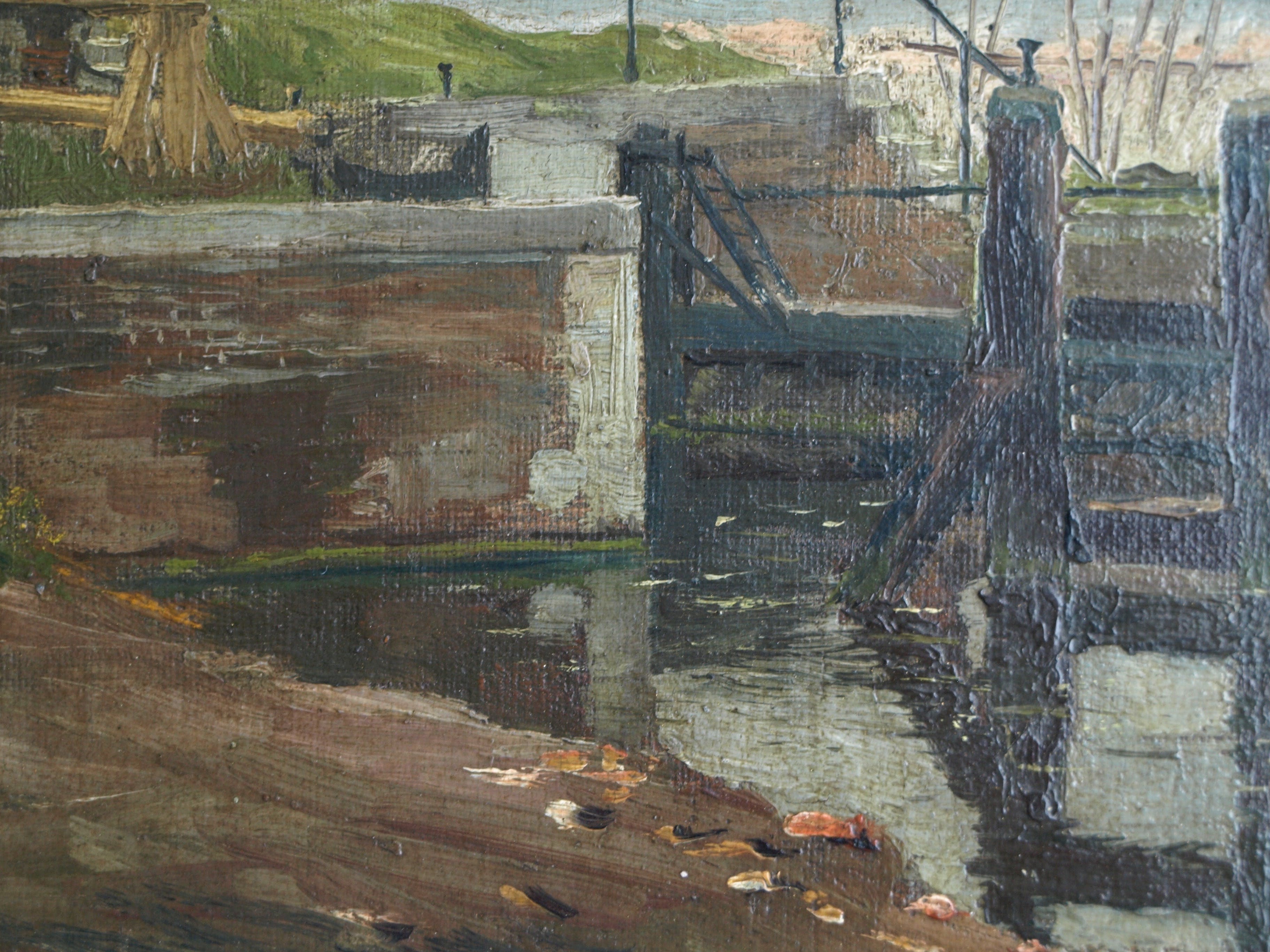 George Wildschut - Olieverf op doek op paneel (Marouflé) – Huisje aan de sluis – ingelijst –ca 1935 kopen? Bied vanaf 75!