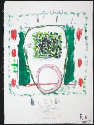 Rik van Iersel - Gemengde techniek op papier, Figuur met open mond kopen? Bied vanaf 150!