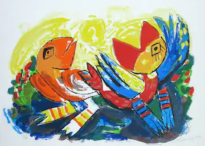 John Lie a Fo - Zeefdruk, Humming bird - Ingelijst kopen? Bied vanaf 45!