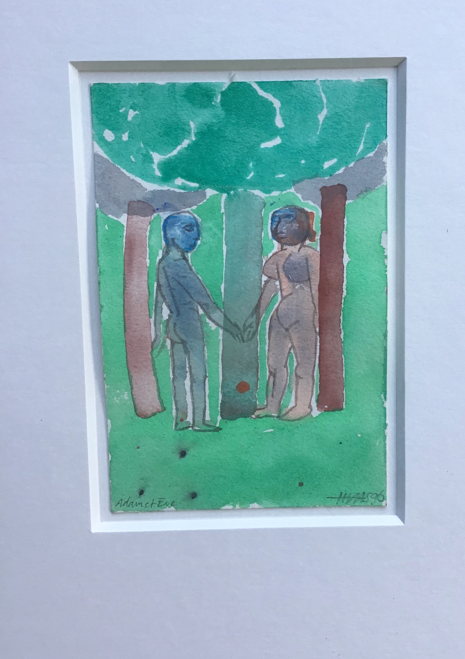 Henri de Haas - Adam et Eva, aquarel, gesigneerd en ingelijst kopen? Bied vanaf 40!