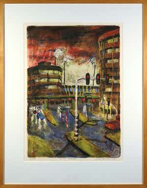 Jeroen Hermkens - Litho, Utrecht Stadionplein - Ingelijst verkocht voor € 1!