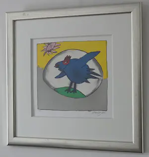 Corneille - Blauwe vogel en ei - Gesigneerd - 2001 kopen? Bied vanaf 300!