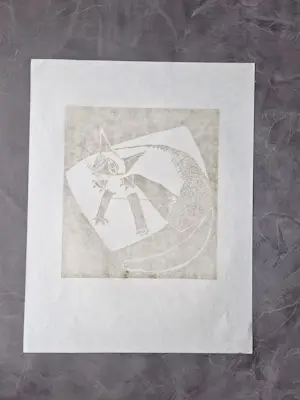 Harry Disberg - Jaren 50 Linosnede: Poes op kleed - gelimit.oplage (200) - potlood gesigneerd kaufen? Bieten Sie von 38!