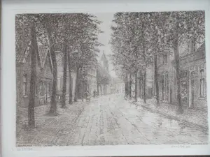 Karel Kok - Kanaalweg Lisse - circa 1910 - ets uit 1983 kopen? Bied vanaf 30!