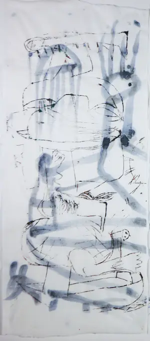 Onno de Graaf - Inkt op Japans papier, diptiek, Zonder titel - Ingelijst (Zeer groot) kopen? Bied vanaf 100!