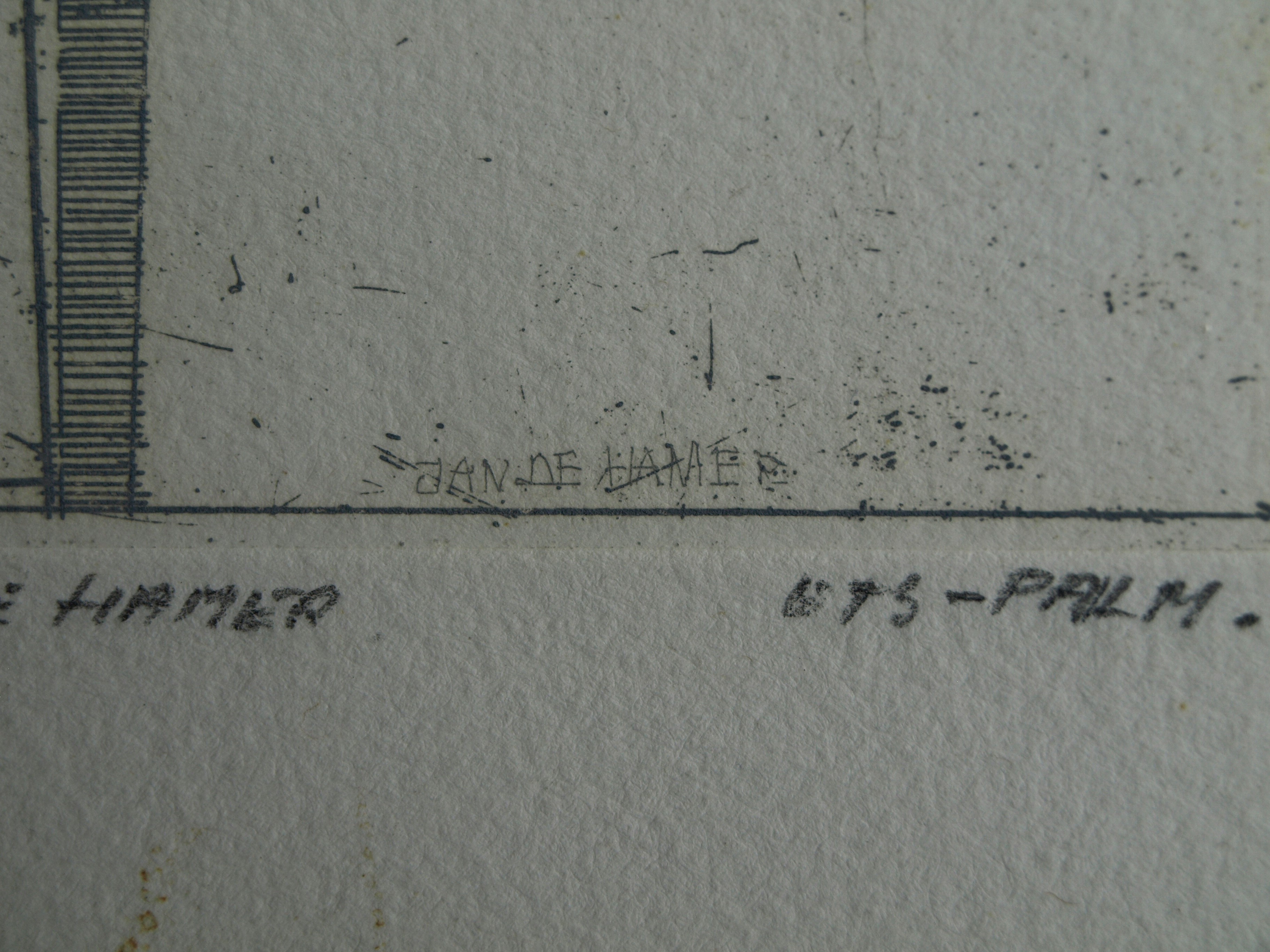 Jan de Hamer - Ets, Palm – gesigneerd – ca 1975 kopen? Bied vanaf 1!