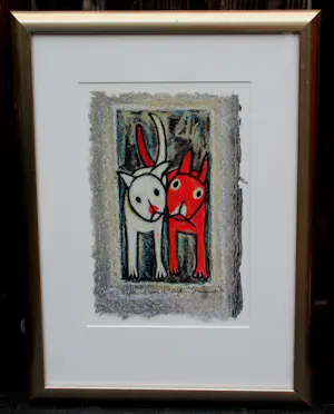 Hans Innemee - Ingelijste zeefdruk: "blanc et rouge" - 2001 kopen? Bied vanaf 199!