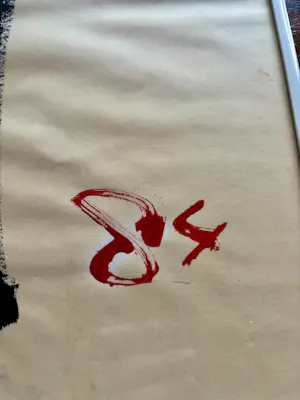 Stan Goes - Abstracte figuur in zwart, rood en geel kopen? Bied vanaf 250!