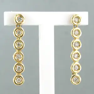 Acheter14k geel gouden oorhangers met briljant geslepen diamant 0.30 ct -  F/G - SI? Enchérissez de 330!