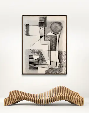 Silvin Bronkart - Sitzender Mann – Große abstrakte Komposition aus dem Jahr 1955 kopen? Bied vanaf 600!