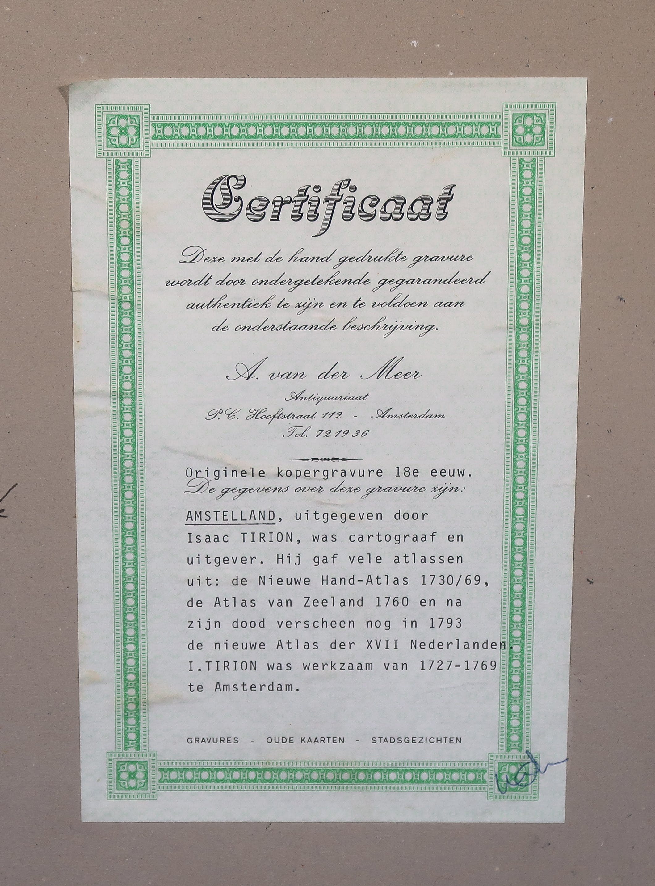 Niet of onleesbaar gesigneerd - Kopergravure, Nieuwe kaart van het baljuwschap van Amstelland - Ingelijst kopen? Bied vanaf 1!