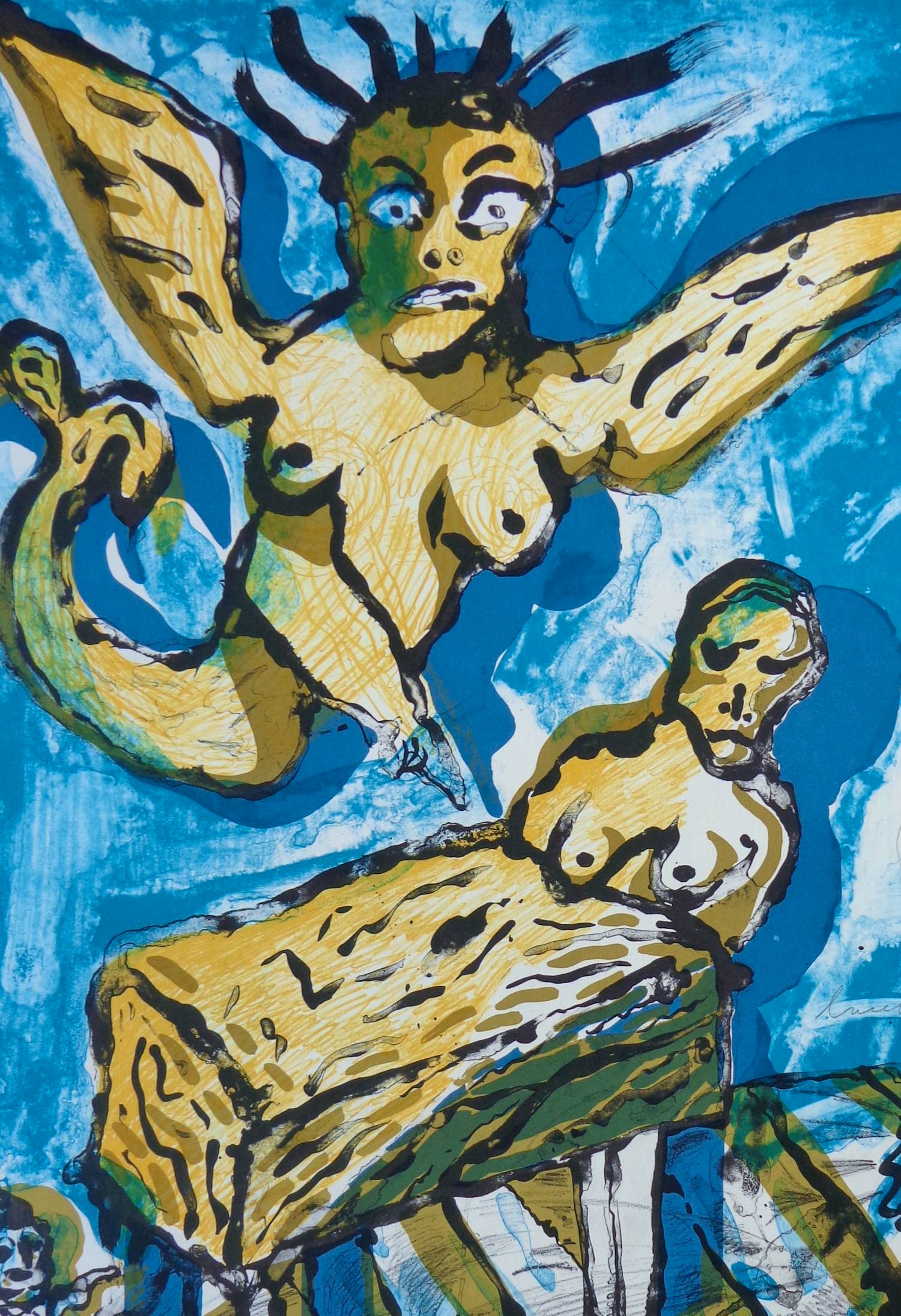 Lucebert - NAAKTE FIGUREN / KLEURLITHO / 76x56cm / SIG verkocht voor € 50!