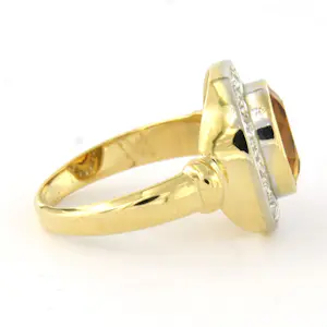 18k bicolour gouden ring met citrien en briljant geslepen diamant totaal 0.15ct kopen? Bied vanaf 710!