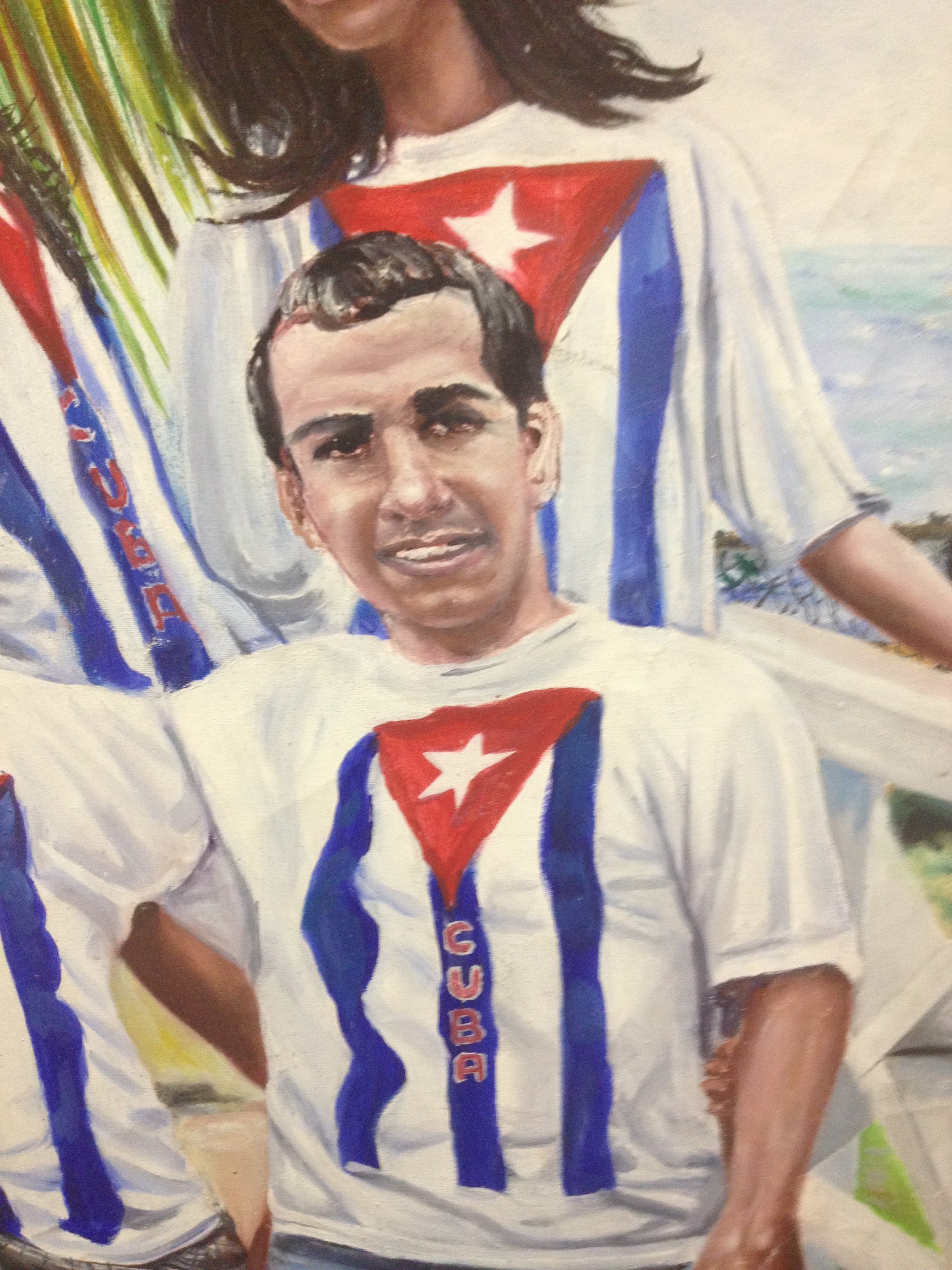 Niet of onleesbaar gesigneerd - Olieverf op doek - Groepsportret Cuba 2009 kopen? Bied vanaf 1!