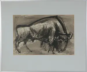 AcheterJanus Nuiten - Inkt op papier, Stier - Ingelijst? Enchérissez de 60!