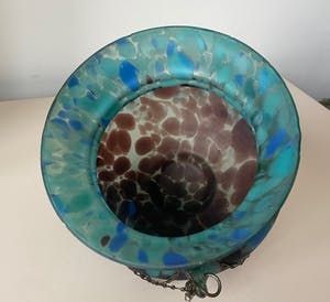 Niet of onleesbaar gesigneerd - Art Deco gemarmerde satijn glazen hangplanter kopen? Bied vanaf 1!