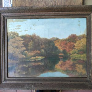 Johannes Maria Berends - groot doek: Bosgezicht met Vijver, Herfstkleuren kopen? Bied vanaf 1!