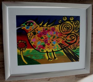 Corneille - Grote ingelijste litho: Oiseau arc en ciel (regenboog vogel) - 1999 kopen? Bied vanaf 399!