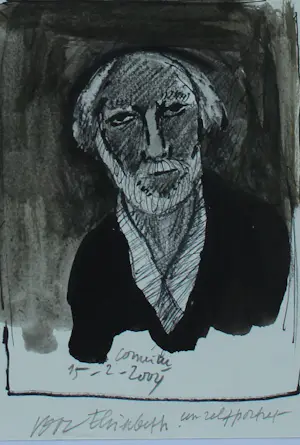 Corneille - Inkt tekening op papier: Zelfportret - 2004(nette lijst) kopen? Bied vanaf 999!