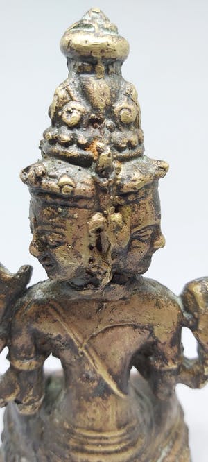 Brons (Onbekend) - Antiek Tara Boeddha Beeld met Drie Gezichten rond 1890 kopen? Bied vanaf 85!