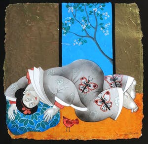 Ada Breedveld - Zeefdruk op geschept papier, Femmes Japonnaises lll - Ingelijst kopen? Bied vanaf 50!