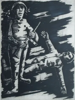 Ber Mengels - Grote ingelijste ets, Zou ik mijn broeders hoeder zijn? – 1965 – nr. 2 van 10. kopen? Bied vanaf 150!