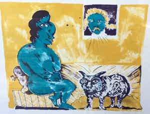 Lucebert - C4767-12, Hoog bezoek, 1973 verkocht voor € 75!