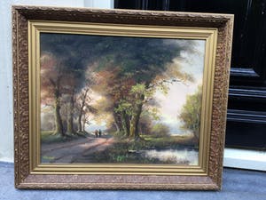 Harrij van Dongen - C4088-2 - Landschap met figuren op een bospad kopen? Bied vanaf 15!