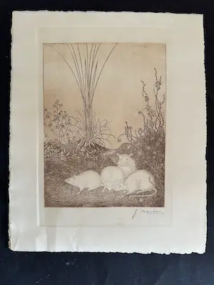 Jan Mankes - Ets vier muizen - Gesigneerd - 1918 kopen? Bied vanaf 425!