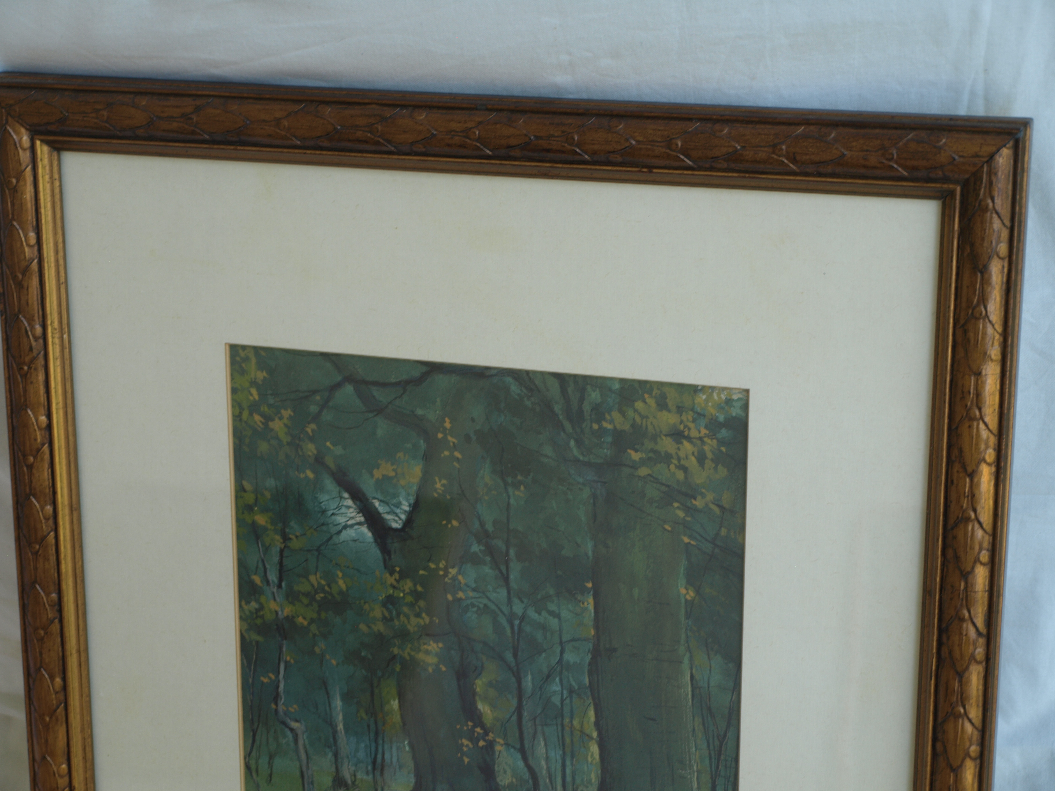 Niet of onleesbaar gesigneerd - Gouache , Bos – gesigneerd & ingelijst  kopen? Bied vanaf 1!