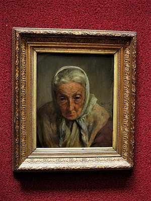 Niet of onleesbaar gesigneerd - Antiek 19e Eeuws olieverf portret van oudere Dame - met monogram kopen? Bied vanaf 10!