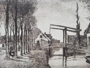Oskar Paul Matthes - Dorpsgezicht met ophaalbrug. kopen? Bied vanaf 35!