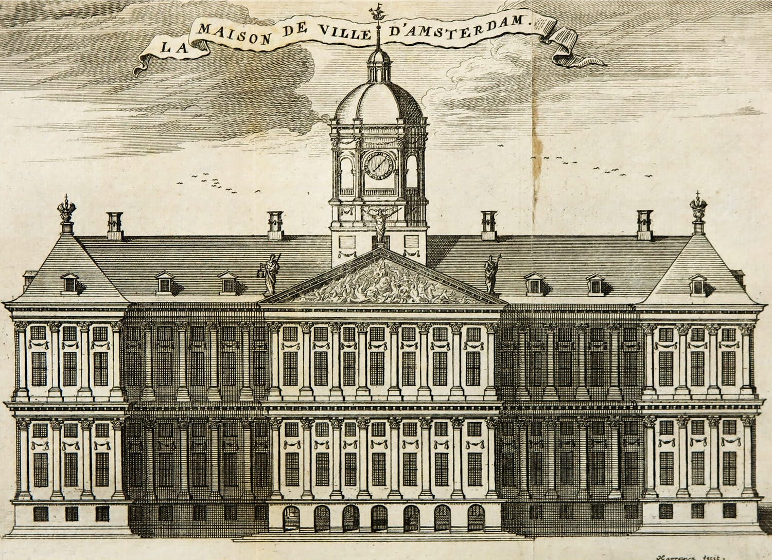 Jacobus Harrewijn - Gravure, La Maison de Ville d'Amsterdam verkocht voor € 1!