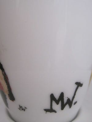 Niet of onleesbaar gesigneerd - Walküre gesigneerde espresso kop en schotel 2x kopen? Bied vanaf 10!