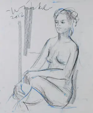 Arien Winkel - Krijttekening, Zittend naakt - Ingelijst kaufen? Bieten Sie von 50!