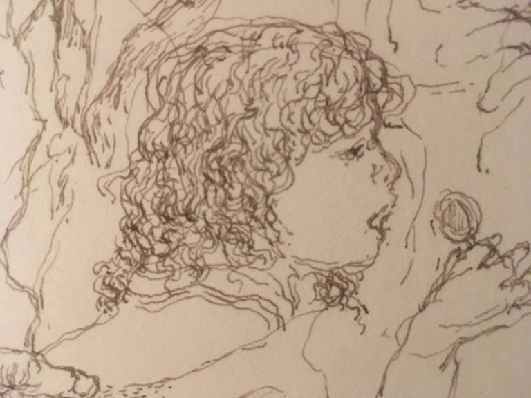 Niet of onleesbaar gesigneerd - Onbekende Kunstenaar Servisch/Kroatisch - Pentekening - Razgovori (Conversaties) kopen? Bied vanaf 1!