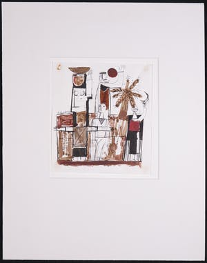 Yousif Chati Abami - Lot van drie werken in gemengde techniek op papier, Zonder titel kopen? Bied vanaf 1!