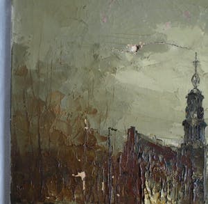 Jan Bevort - Olieverf op doek , Bloemenmarkt Singel Amsterdam – restauratieproject – 70x80 cm kopen? Bied vanaf 75!